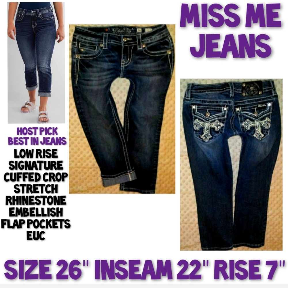 Miss Me Jeans Skinny Leg Capri Flap Pocket Size 26 - Picture 1 of 12